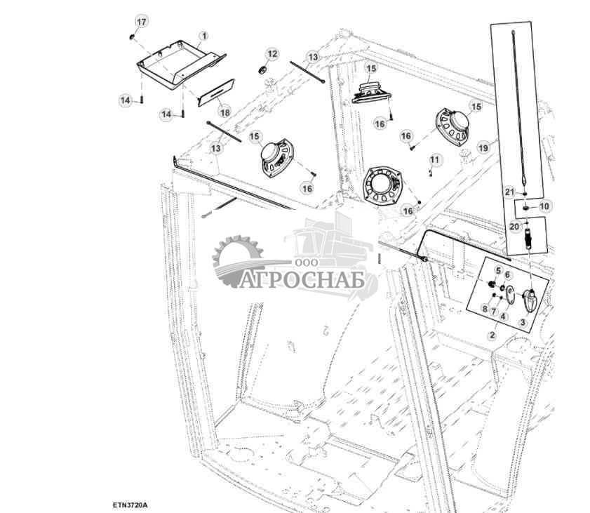 Крышка, без радиоприемника, с антенной и динамиками 